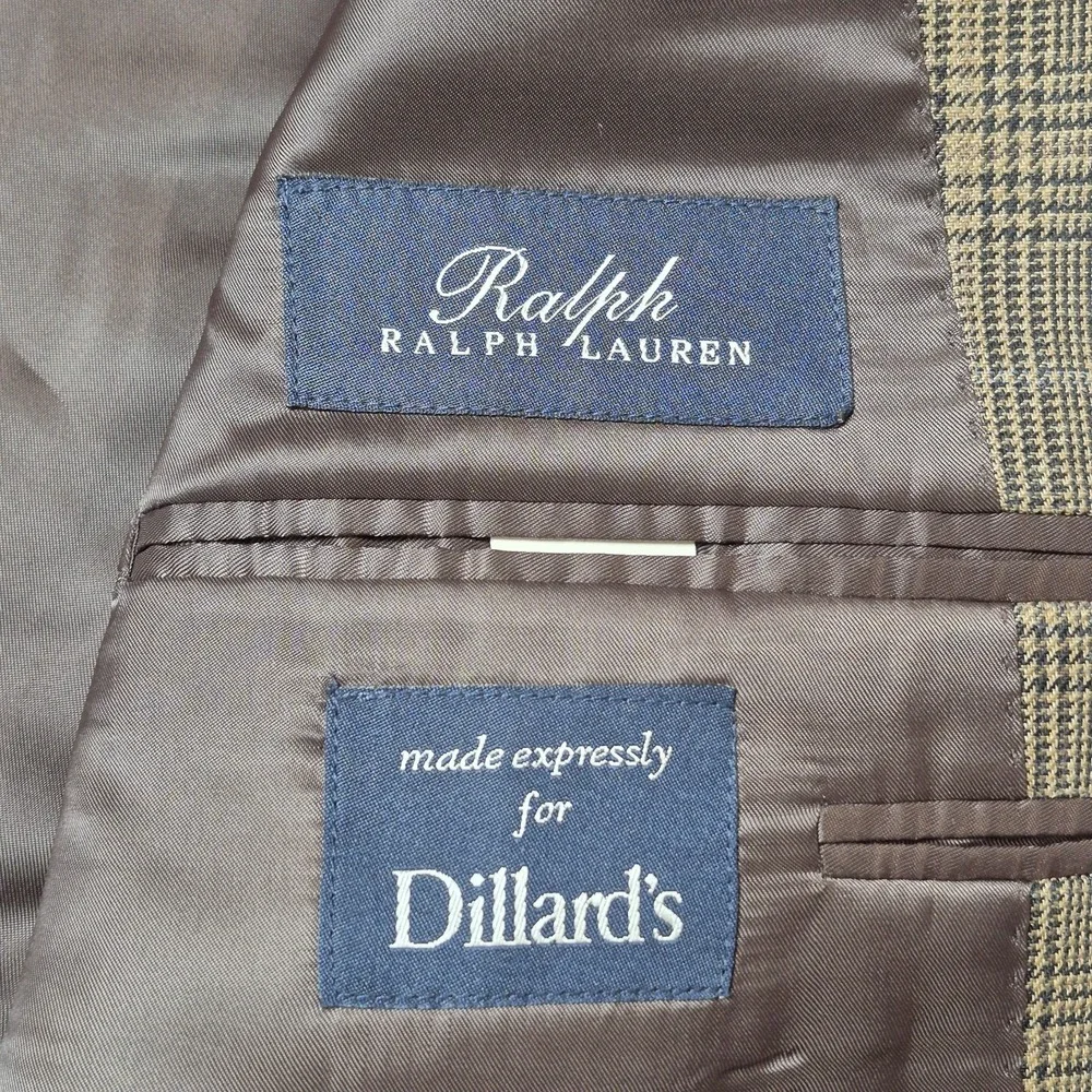 VTG Ralph Lauren Men's 42L Silk Wool Glen Plaid Sport Coat Blazer Preppy Classic